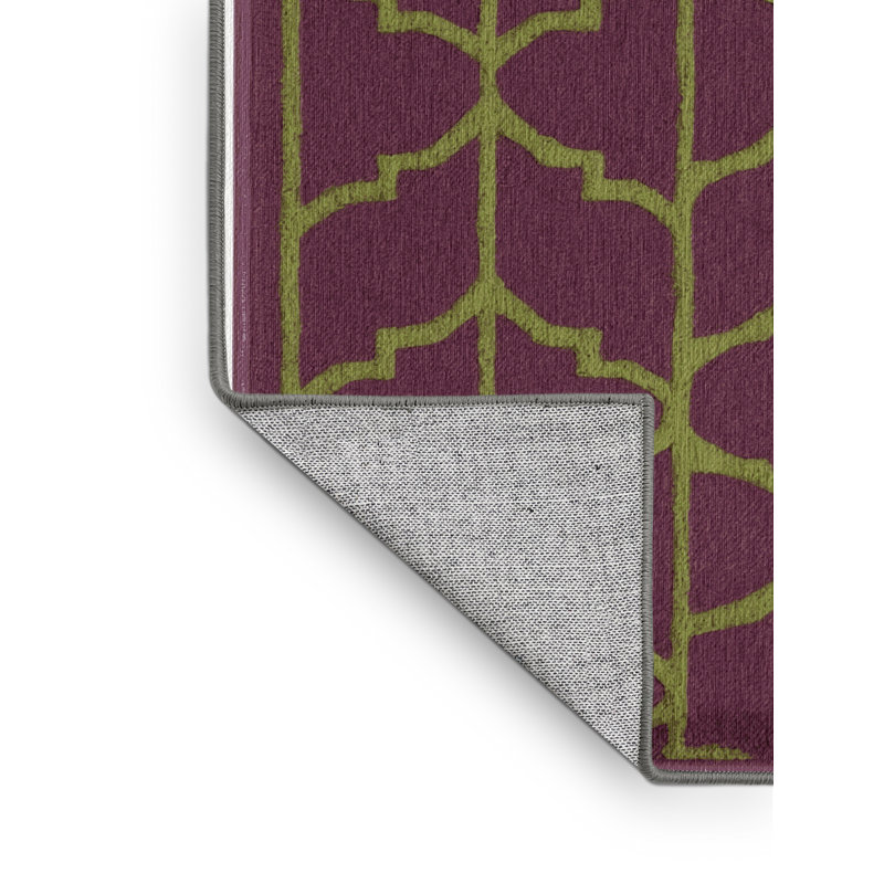 Tapis brun treillis lavable à la machine, Rond 8 pi