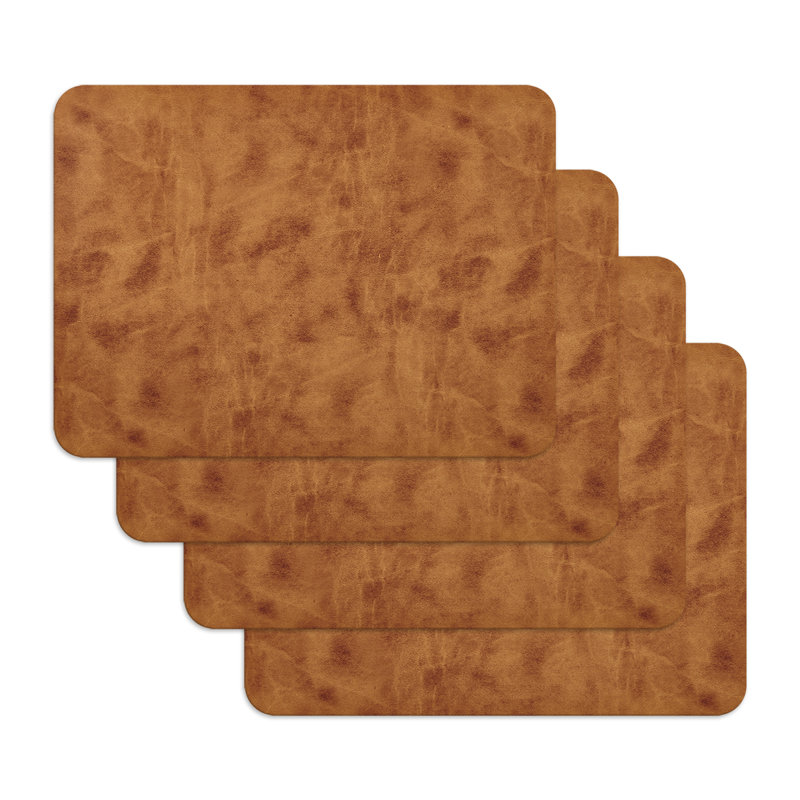 Cherfrere Vinyl Abstract Rectangle Placemat, Light Brown