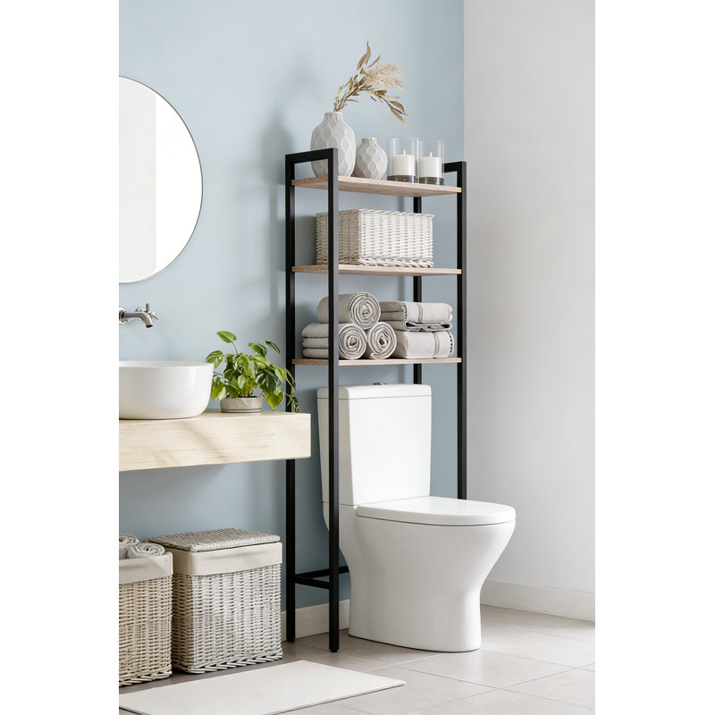 3-Tier Over The Toilet Storage Freestanding Greige Black, Greige Black