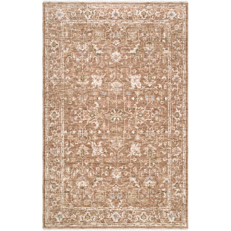 Tapis tissé à la machine Autumn, Brun, ivoire, brun clair, olive, Rectangle 6 pi 7 po x 9 pi 6 po
