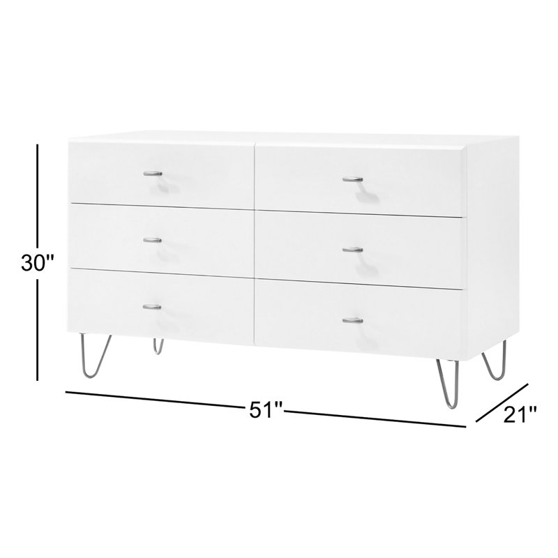 Schock 51'' W 6 - Drawer Dresser, White