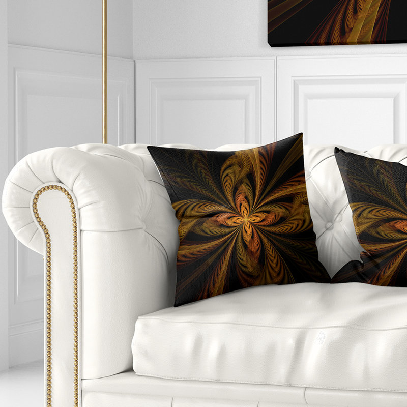 Motif de fleur coloré fractal - coussin imprimé abstrait, 18 po x 18 po, Coussin décoratif