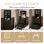 Coiffeuse noire à abattant avec miroir DEL lumineux, armoire supérieure vitrée, plusieurs tiroirs de rangement et tabouret rembourré - Meuble de chambre multifonctionnel