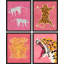 Croquis de tapis en fourrure de guépard africain Jungle, impression sur papier, 4 pièces-97782581-97782580