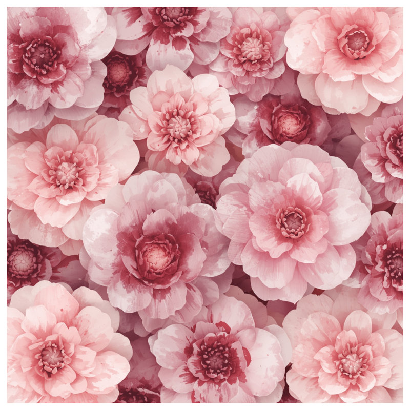 Tapisserie murale pivoines roses, 104 po H x 88 po avec 4 œillets