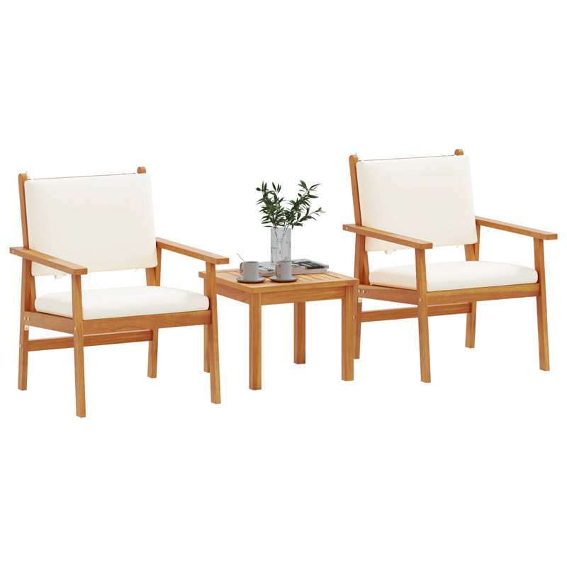 vidaXL Garden Sofa Set 3 pcs Cream White Solid Acacia Wood