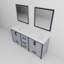 Meuble-lavabo double gris foncé l 72 po x P 22 po, comptoir en quartz blanc et miroirs de 30 po-133258470