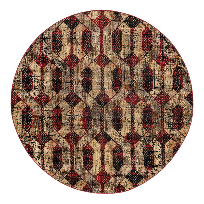 Brennin Geometric Indoor Rug, Round 7'