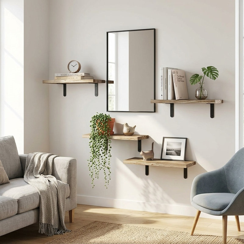 4 Piece Wood Floating Shelf