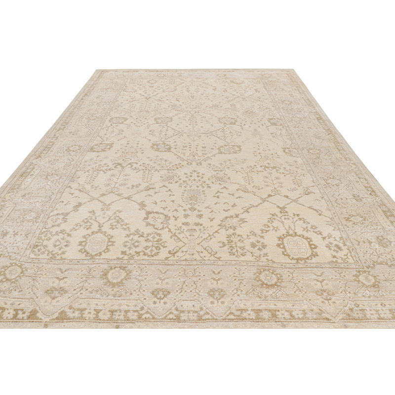 Oushak Hand Knotted Floral Area Rug, Rectangle 12' x 18'