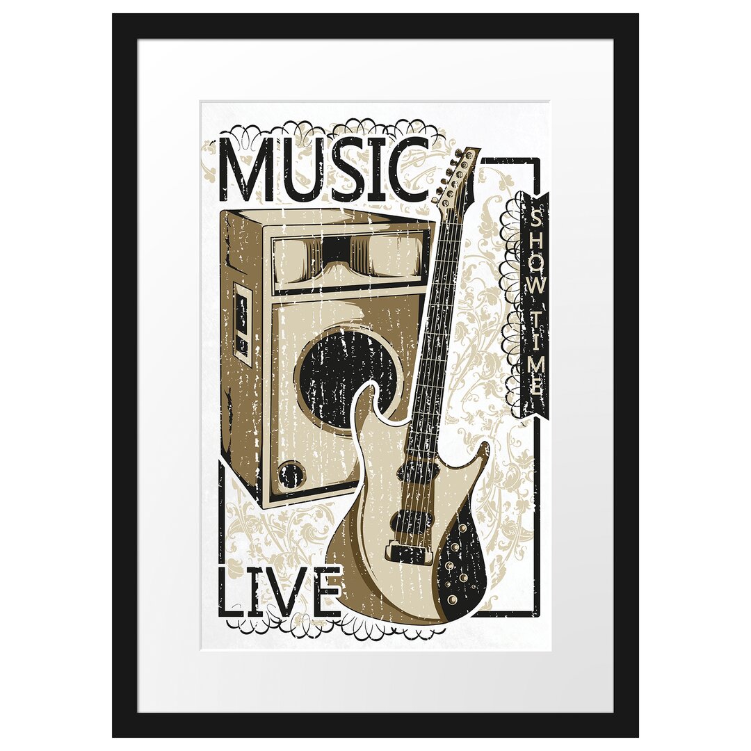 Gerahmtes Poster Live Music White