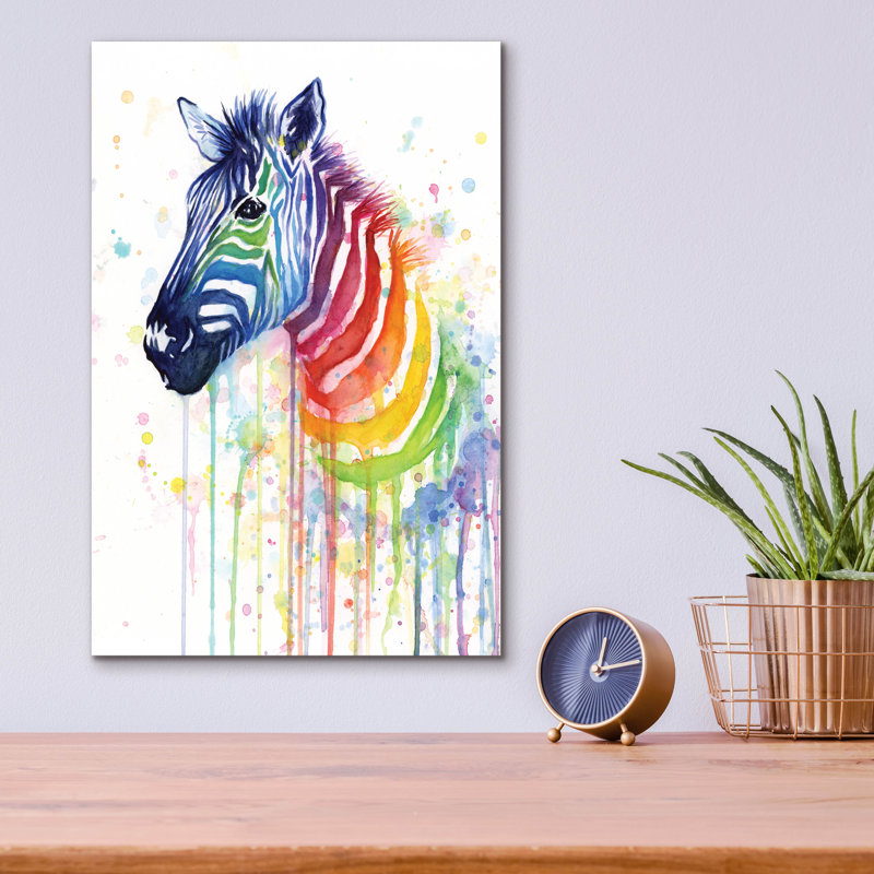 «Rainbow Zebra» par Olga Shvartsur, H 16 po x l 12 po x P 0,13 po