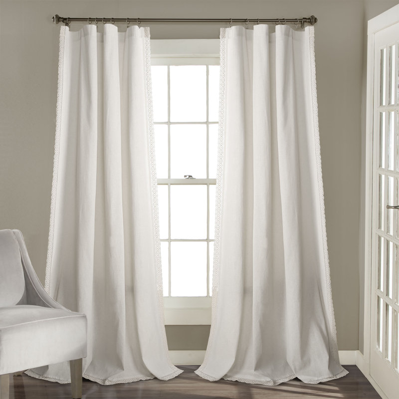 Paire de rideaux semi-transparents Rosalie, Blanc, L 54 po x L 120 po