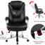 Fauteuil de bureau en polyuréthane à hauteur réglable avec design ergonomique, cuir souple, capacité maximale de 300 lb, structure, roulettes silencieuses, hauteur de conception classique, pour un confort lombaire, roulettes silencieuses, style artistique-141218409-141218410