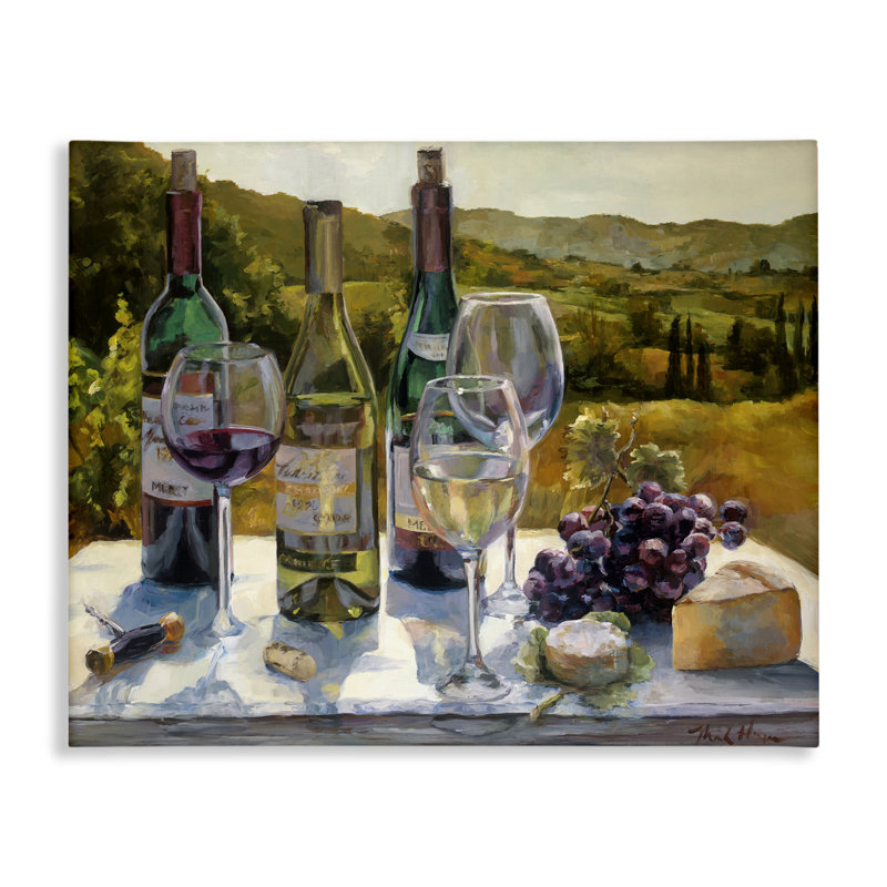 «Wine and Cheese Vineyard», art sur toile par Marilyn Hageman, H 36 po x l 48 po