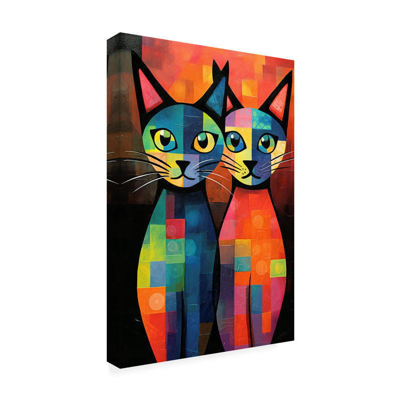 «Animals Colorful Cat 8 on Canvas» par Ray Heere, reproduction, H 19 po x l 12 po x P 2 po