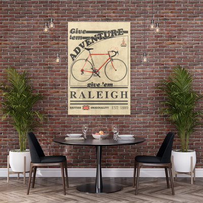 «Vintage Adventure Cycling Ad Retro Vintage Architecture City», art mural