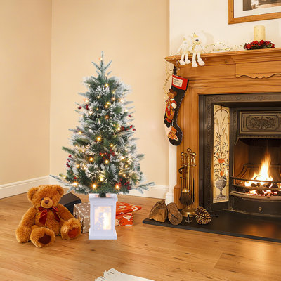 Arbre fibre optique pré-éclairé 3 pi - 78 doubles DEL, 8 modes, boîte de bonhomme de neige pour les dessus de table ou les présentoirs de fête