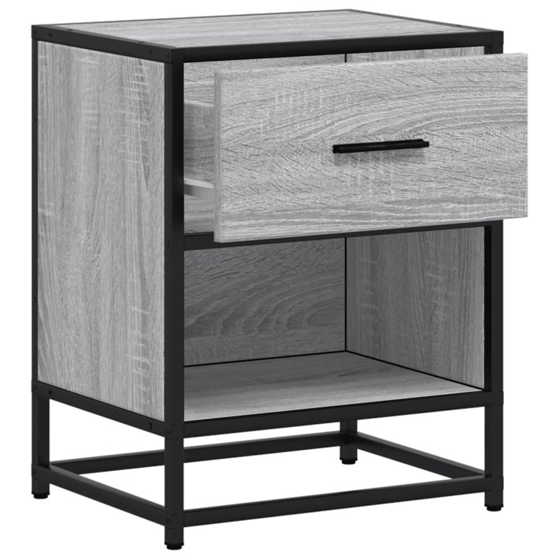Amberle 40cm W Metal Bedside Table,  Grey Sonoma, 1