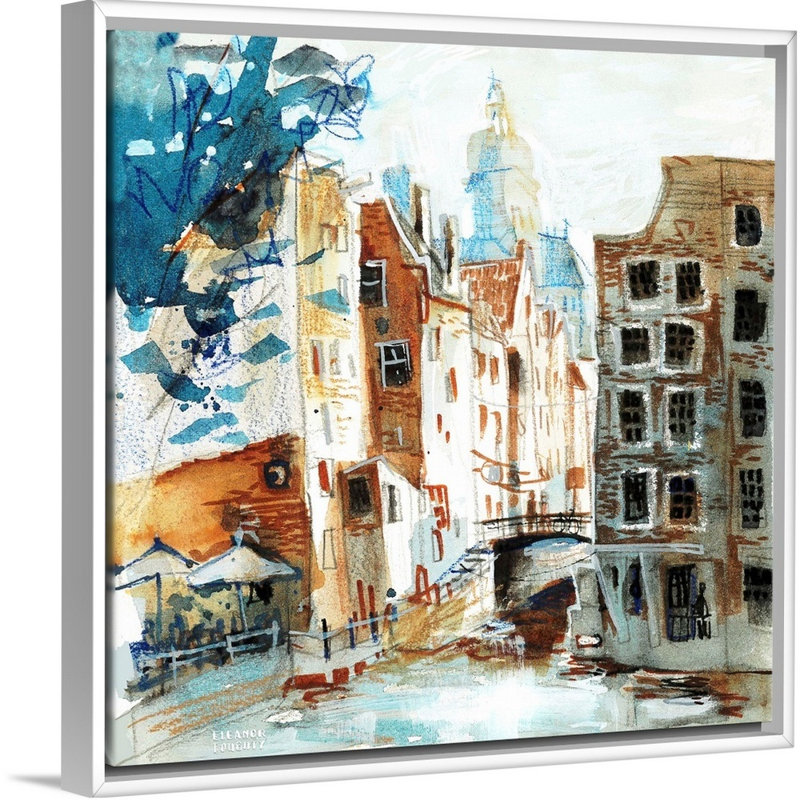 Amsterdam-Armbrug par Eleanor Doughty-reproduction d’art sur toile, Cadre blanc, H 22 po x l 22 po x P 1,75 po