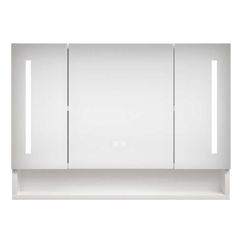 Armoire à pharmacie pour salle de bain avec porte en bois, options de fixation murale et encastrée et grand espace de rangement
