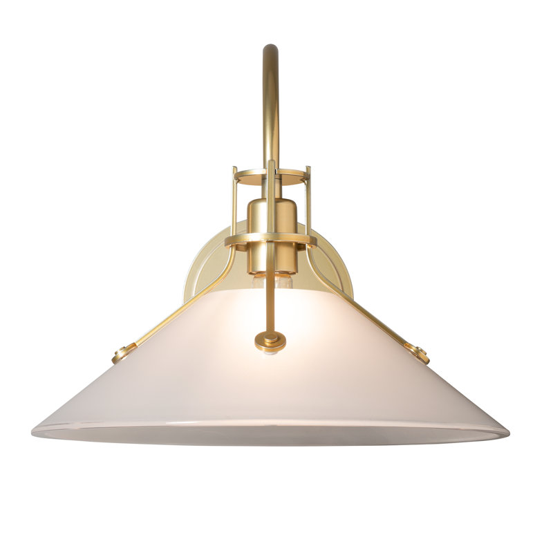Henry Glass Shade Wall Sconce, Frosted Glass, Natural Iron, 16.8"D x 14.4"W x 12.9"H