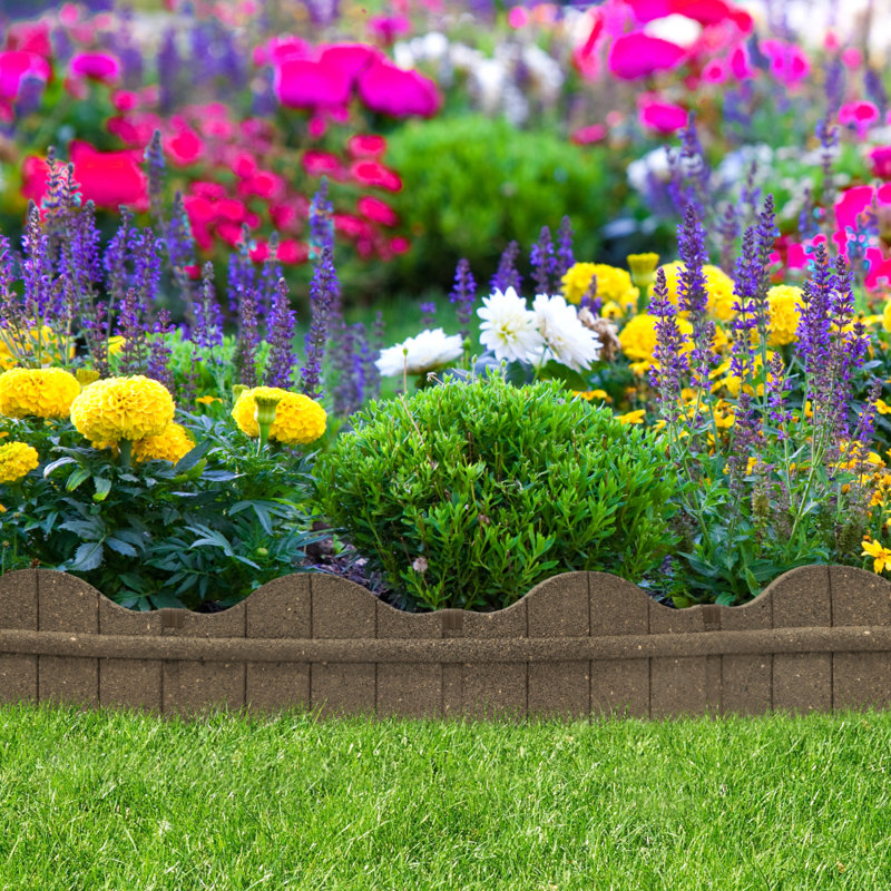 Bordure de jardin en pierre recyclée brune H 3,25 po x L 48 po x P 3,24 po en brun, paquet de 2