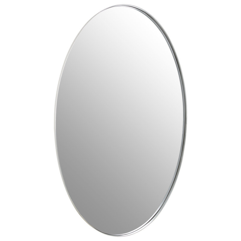 Aguon Flat Wall Mirror, Silver, 100H" x 60W" x 3"D, Oval
