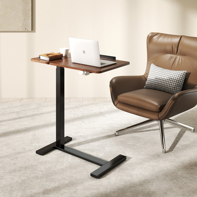 Table de bout mobile de type C à hauteur réglable moderne, table d'appoint rabattable Couch, Brun