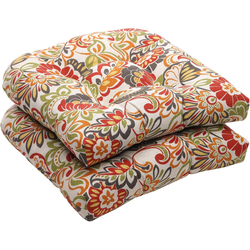 Renel Outdoor 5'' Dining Chair Chair Pad, Red / Green Floral