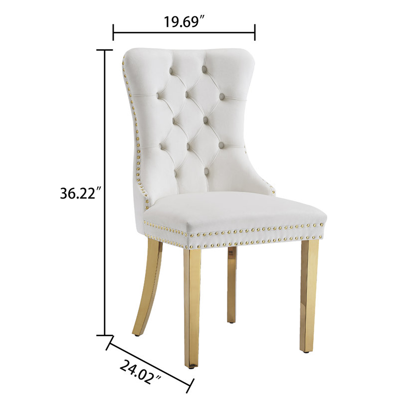 Glass Top Metal Base Dining Table With 4 Velvet Dining Chairs,5 - Piece Pedestal Dining Set, White/Gold, Gold