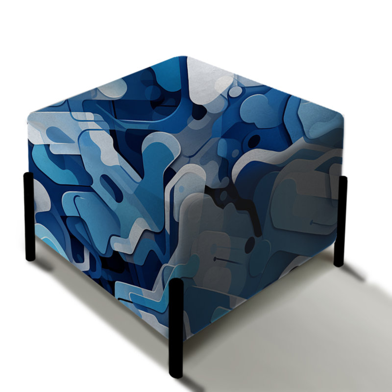 Repose-pieds bleu camouflage futuriste furtif bleu