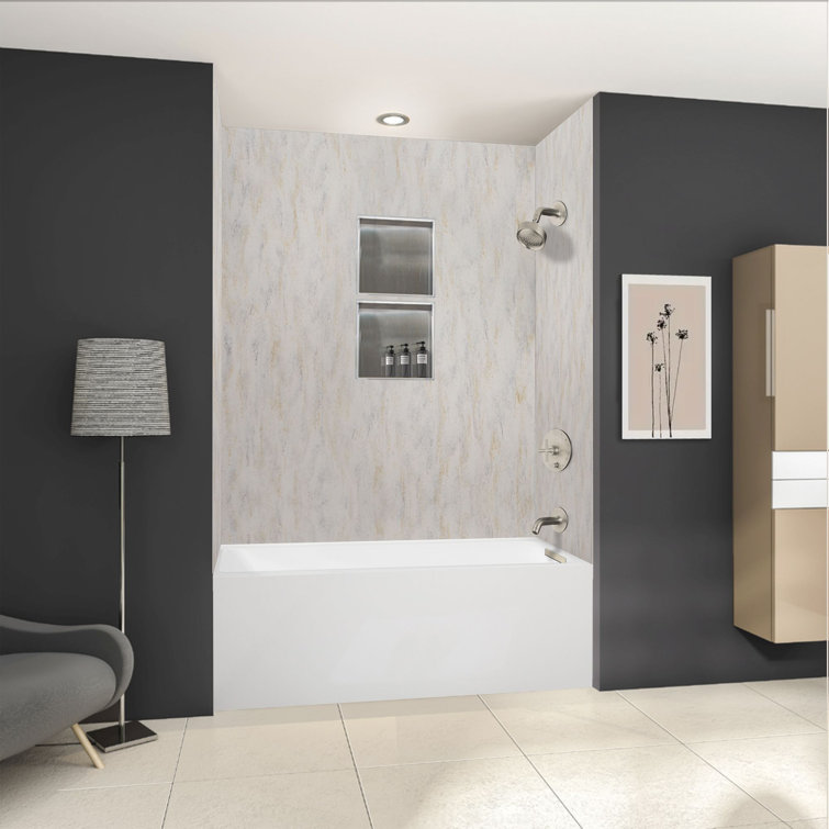Transolid Unity 60-in x 32-in x 20-in Alcove Acrylic Bathtub Kit With Left Hand Drain, White/Polished Chrome