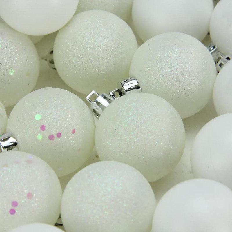 9Shatterproof 4-Finish Christmas Ball Ornament, Winter White