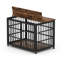 Cage pour chien de style meuble brun l 43,3 po x P 29,9 po x P 33,5 po, vue dégagée pour surveiller votre animal de compagnie, ouverture par le haut, cadre en fer, entrée à double porte, mouvement des roues, installation rapide, bon-1623414755