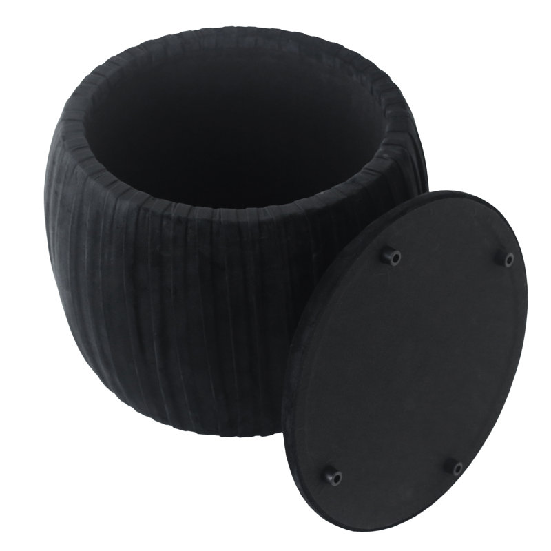 Sagebrook Home 19" Newry Black Velvet Storage Stool, Black