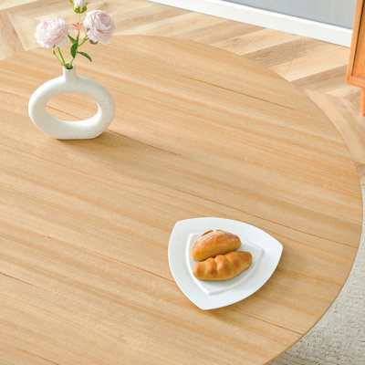 Modern Minimalist Mdf Wood Texture Stickers Circular Dining Table. The Computer Desk. The Game Table. Suitable For Dining Room, Living Room, Terrace And Kitchen.47*47*30