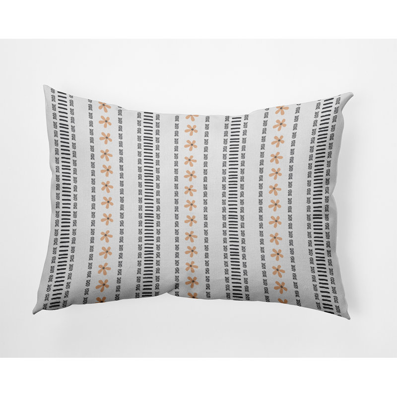 Outdoor Reversible Throw Pillow, Coral/Gray Striped