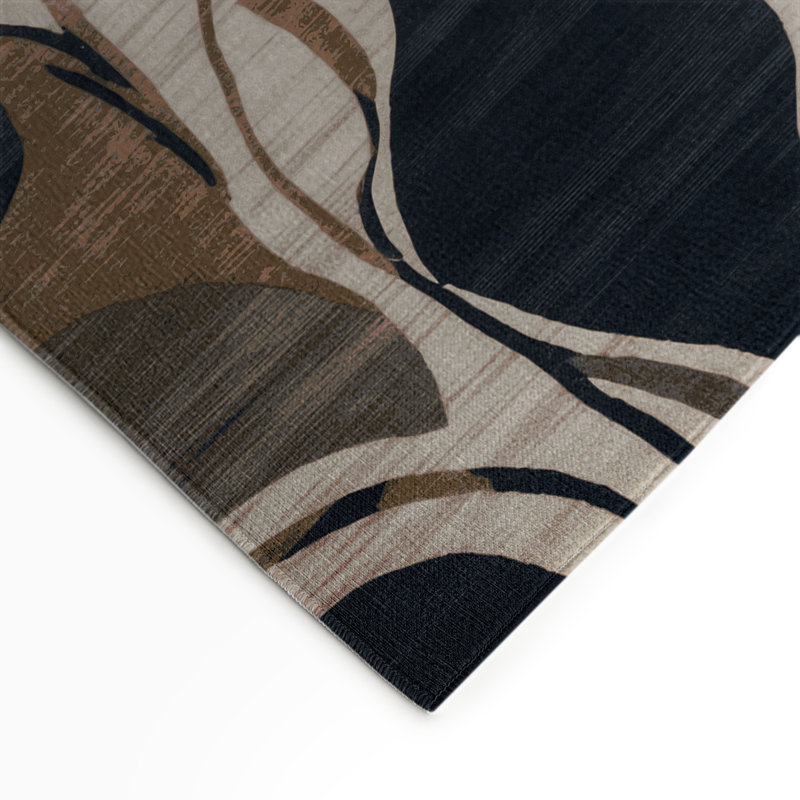 Watercolor Black Indoor and Outdoor Area Rug, Rectangle 5' x 7'