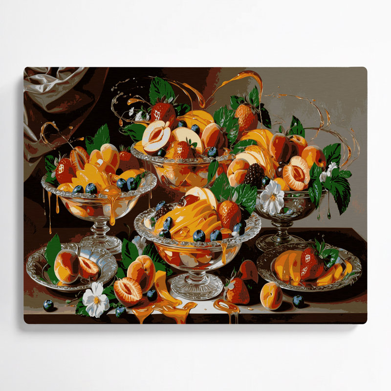Dessert, salade de fruits, art mural en métal brun, H 11 po x l 14 po