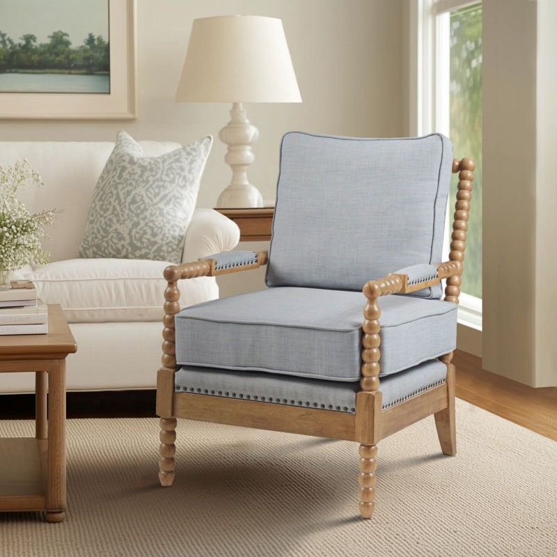 Fauteuil Donohue, Polyester bleu clair, Naturel