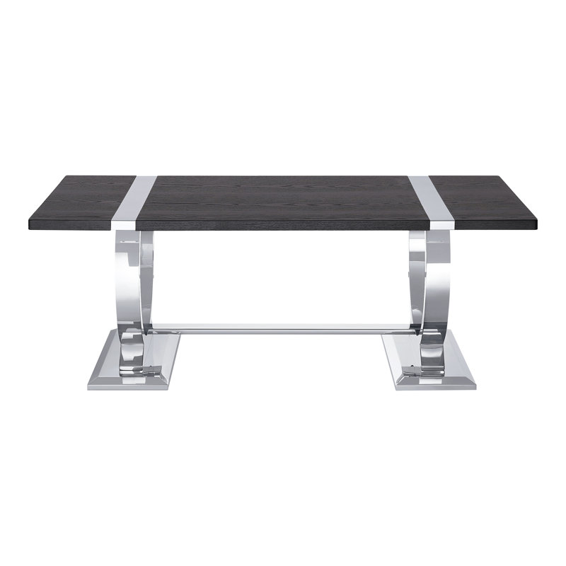 Table basse en forme de O avec base à tréteaux Dominic, Black/Silver