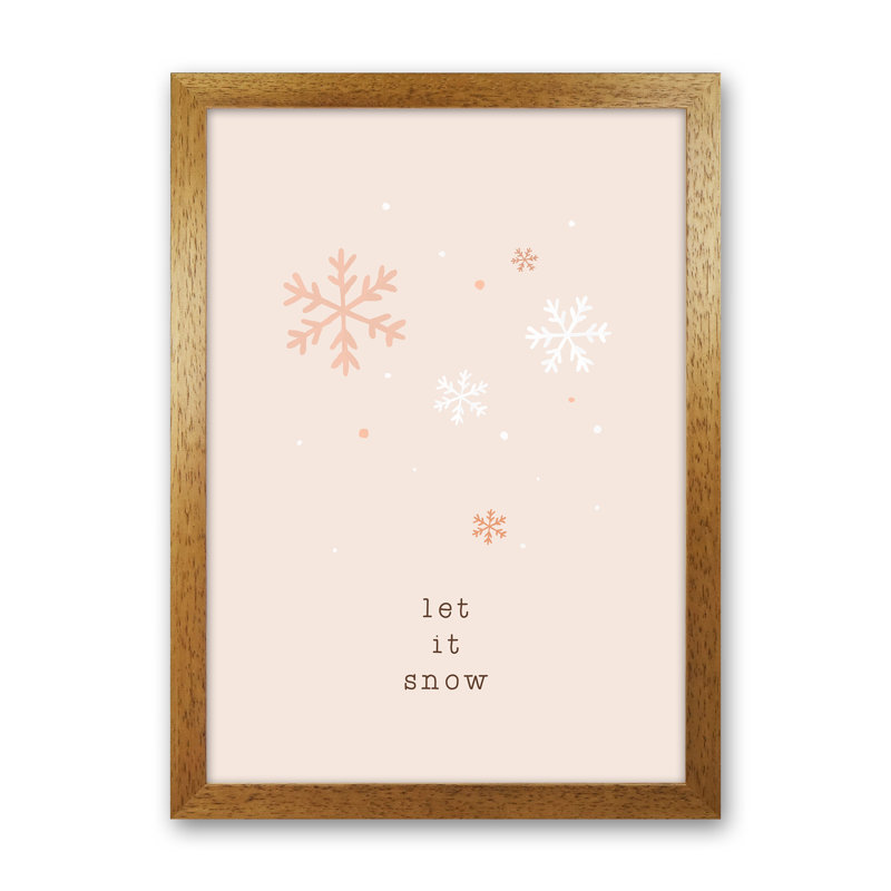 Let It Snow - Print, 46cm H x 34cm W x 3cm D, Brown Framed