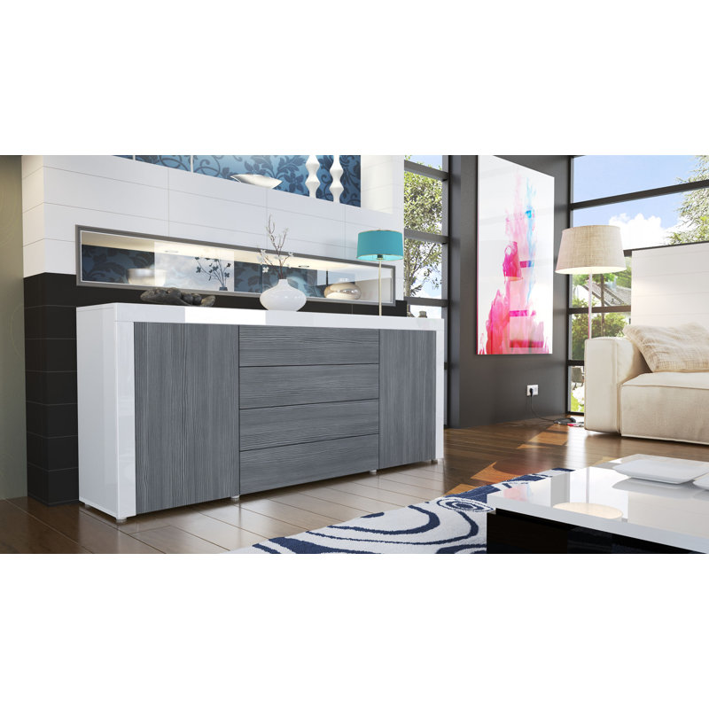Sideboard Mccutcheon, White (Glossy)/Avola Anthracite/White (Glossy)