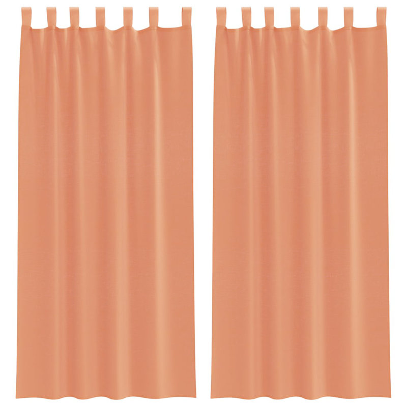 Voile Curtains With Tab Top 2 Pcs, 140cm Width x 225cm Drop, Terracotta