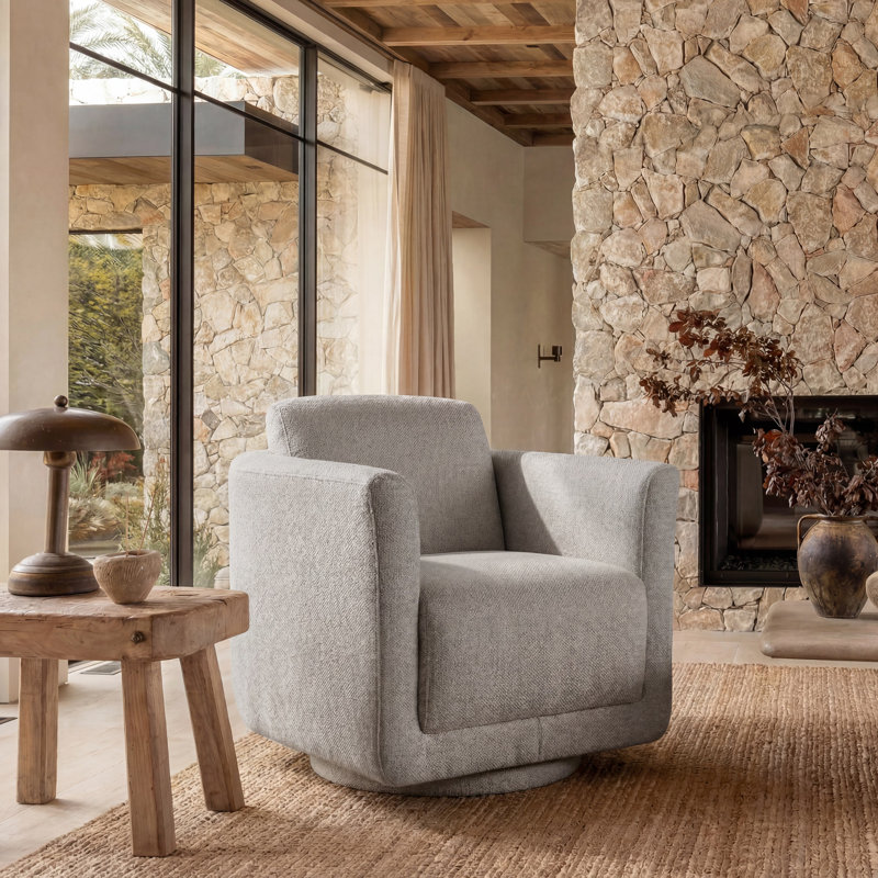 Chaise pivotante rembourrée Joie, Chenille performance gris tourterelle
