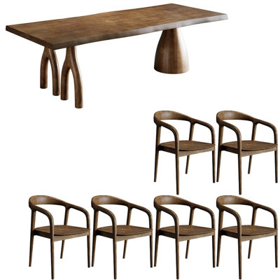 American style retro solid wood dining table set.