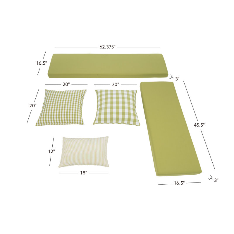 Eslick Nook 5-Piece Cushion Set, Green