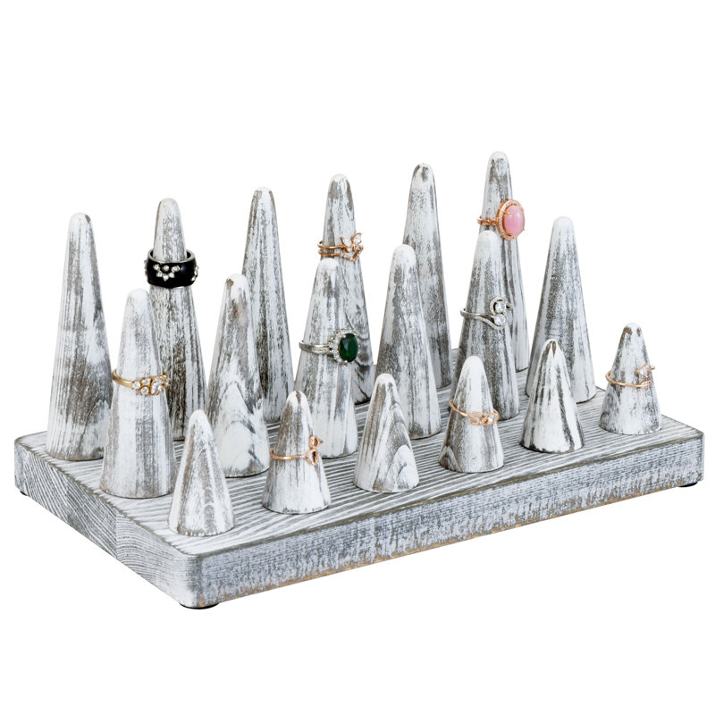 18 Cone Solid Wood Jewellery Ring Holder