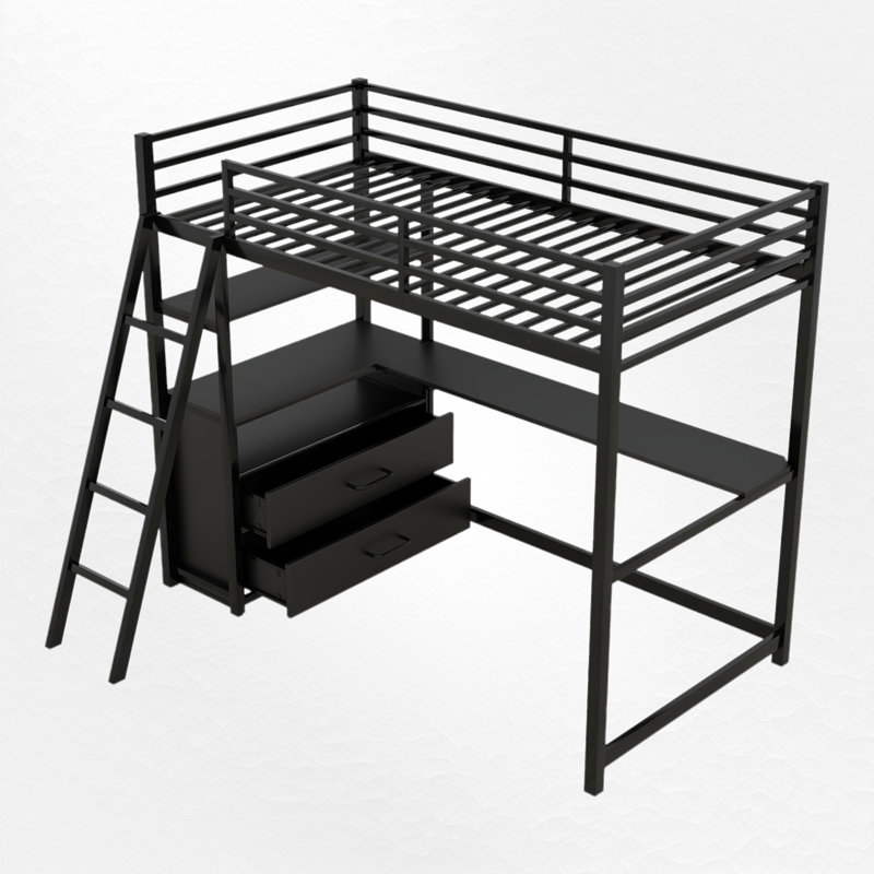 Lit mezzanine pour enfants Hidemasa, Noir, Twin